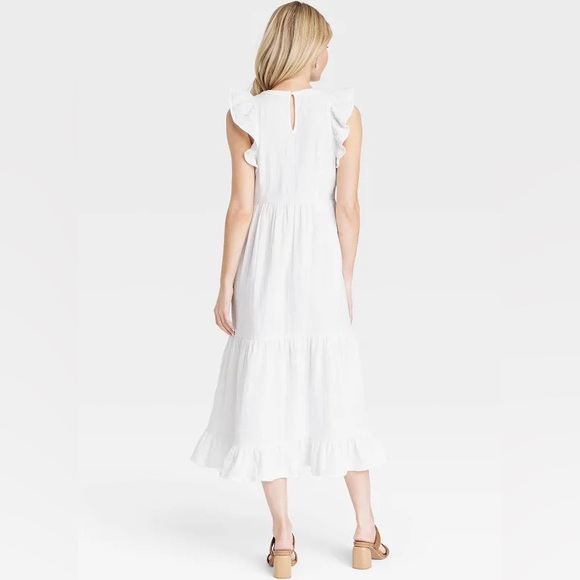 Women's Gauze Flutter Short Sleeve Midi Dress - Universal Thread X-Small - Picture 3 of 6